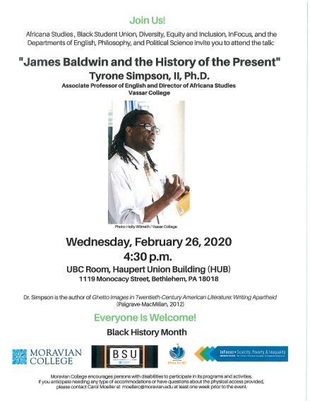 "James Baldwin and the History of the Present" Tyrone Simpson, II, Ph.D. 