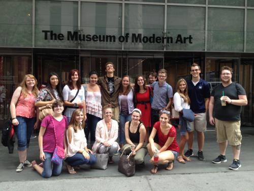 Professor Kristin Baxter with first year seminar students at MoMA