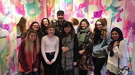 Click for More About Art Club, Pictured: Students and Alumni with Angela Fraleigh's Art Installation at Edward Hopper House Museum and Study Center