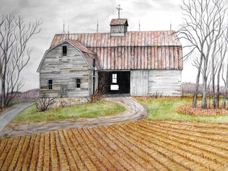 &quot;Abandoned Barn, Durham Road,&quot; watercolor