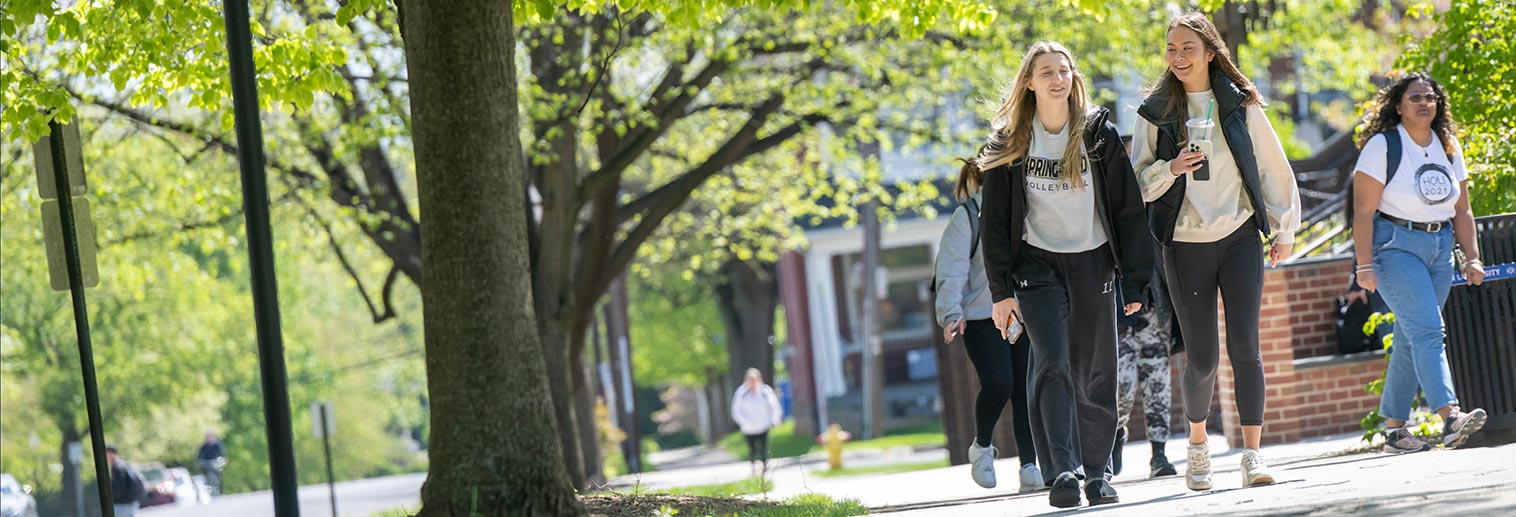 Student walking on campus