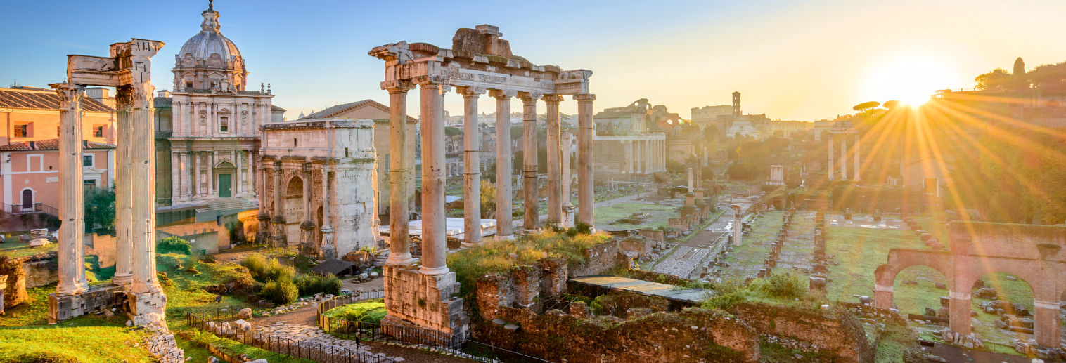 Rome ruins with beautiful sunset