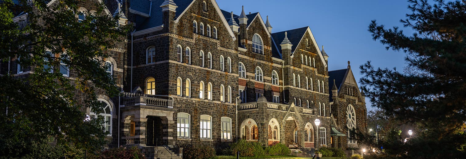 Comenius Hall at night