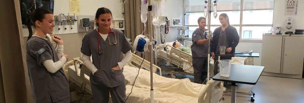 Nursing students in sim lab