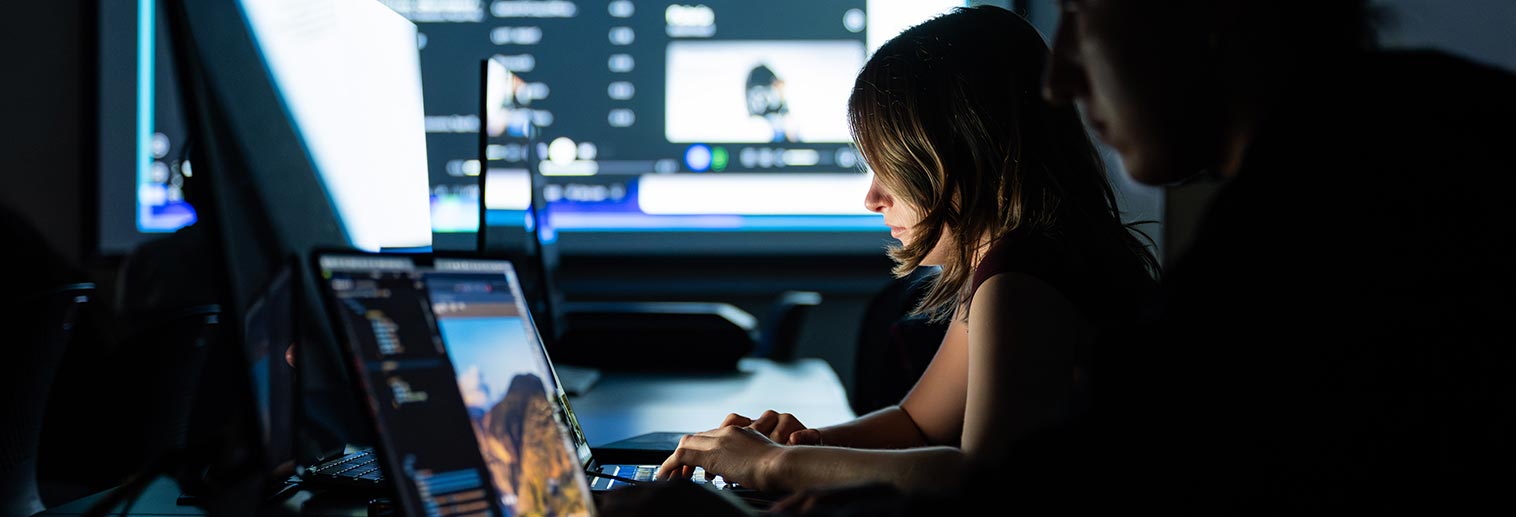 Students working on computers