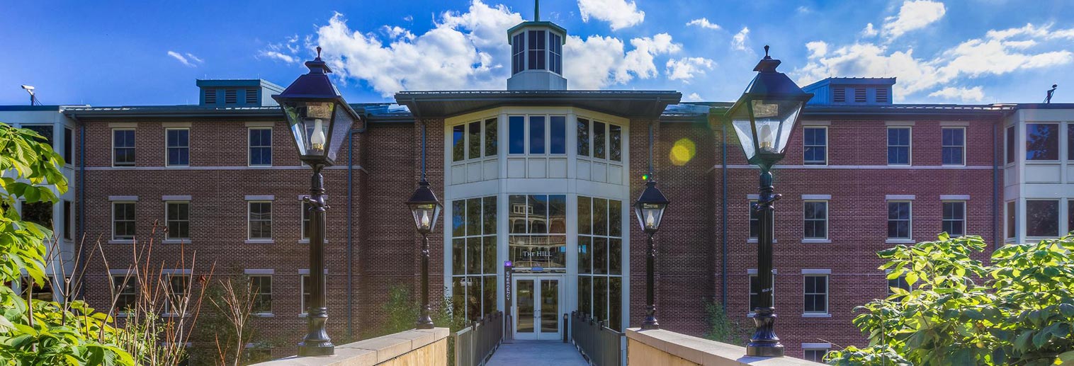 exterior shot of The HILL with bridge 