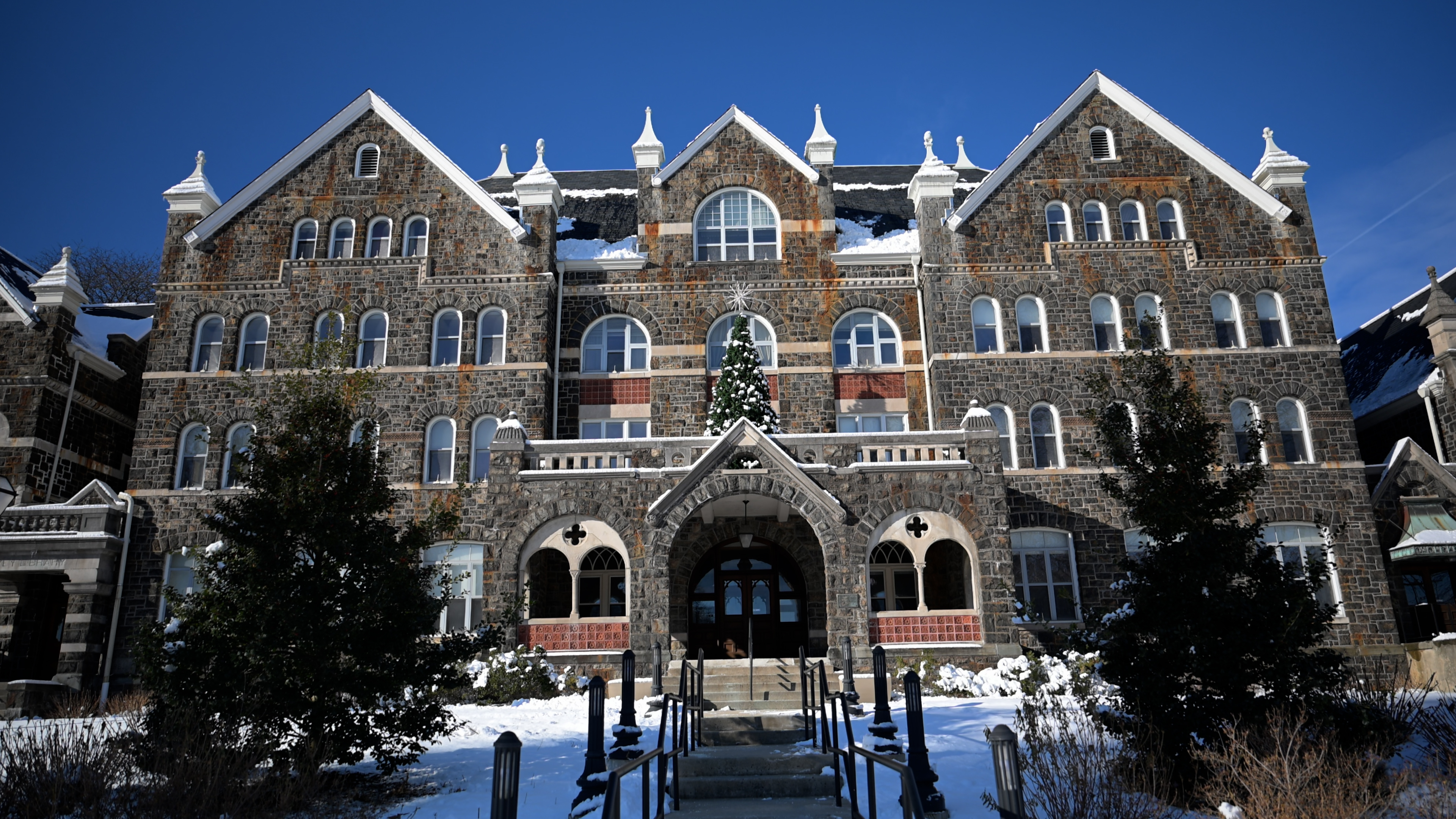 Comenius Hall in the snow