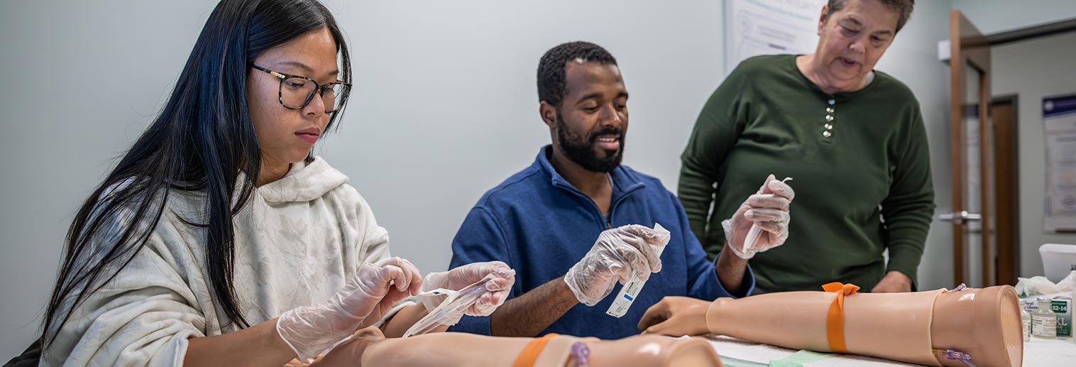 Students working a simulation