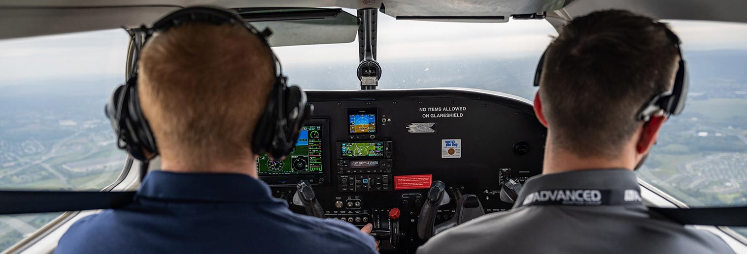 Student flying plane