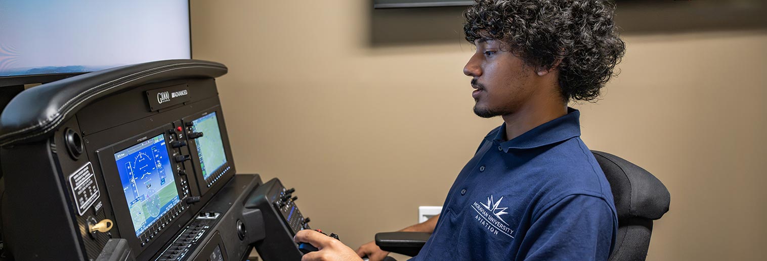 Student at a simulator