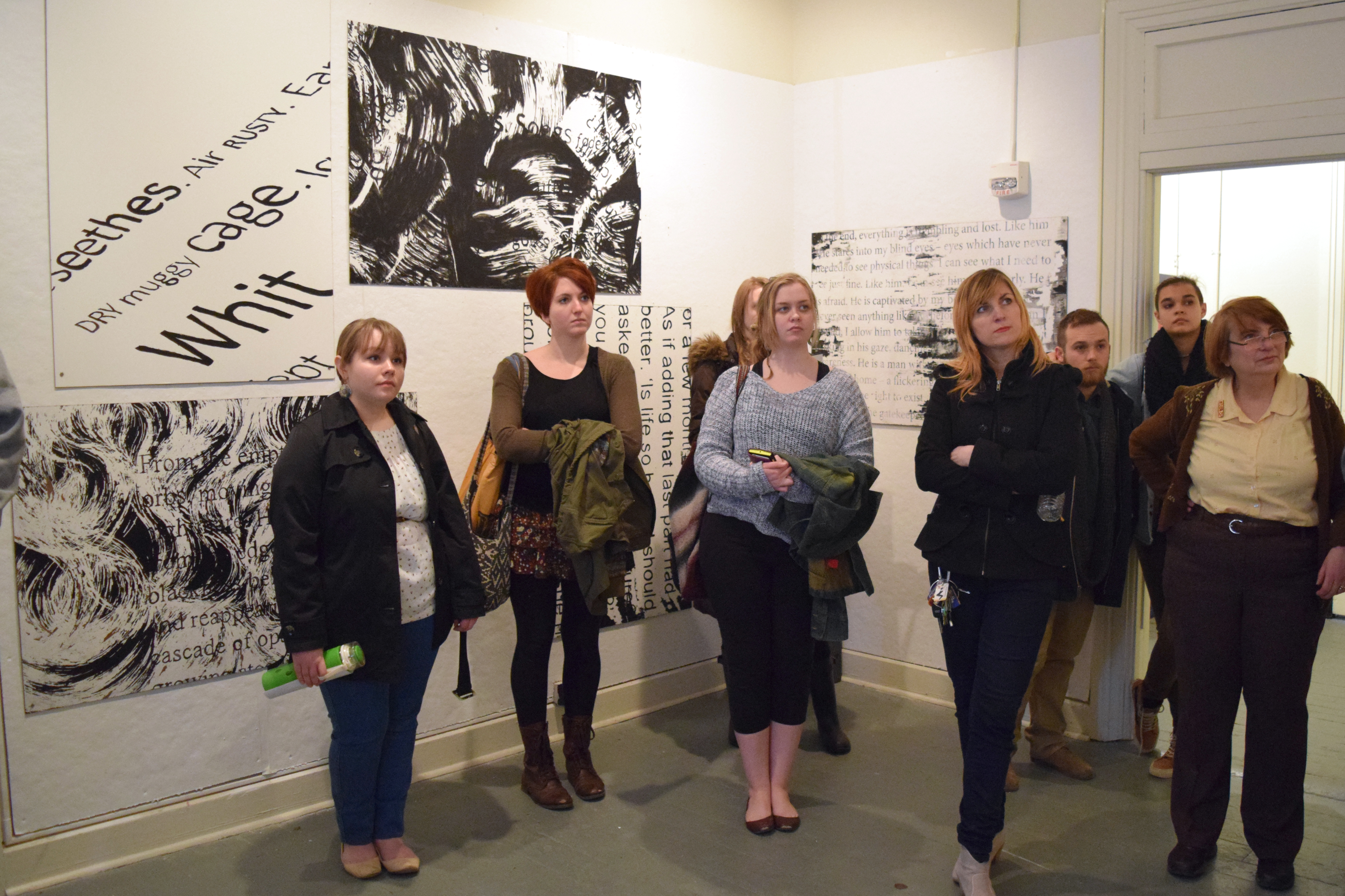 Moravian faculty and students at Brianne Schoolcraft's Space 105 exhibition