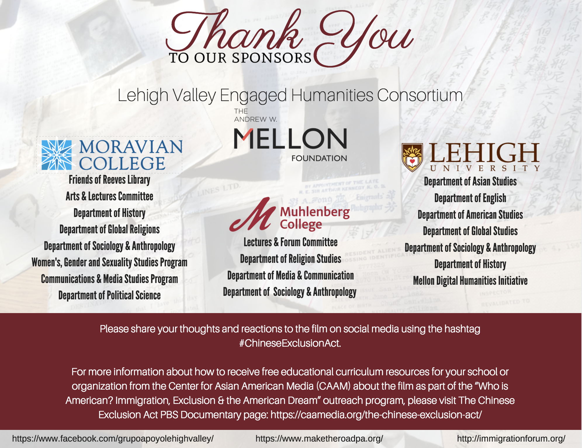 The Chinese Exclusion Act Sponsors