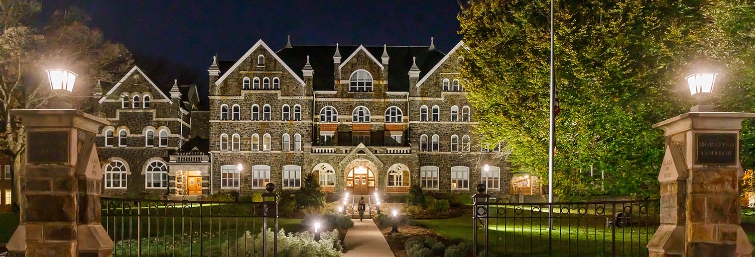 Comenius Hall at night