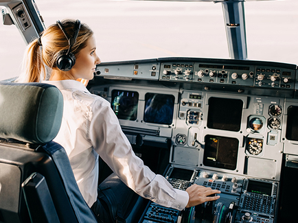 Pilot in cockpit