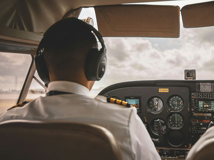 Pilot in the cockpit