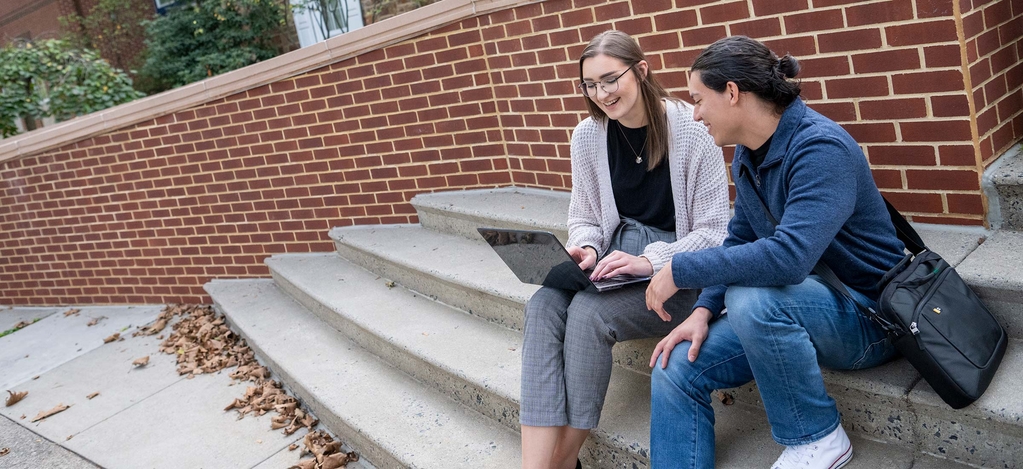 Student outside library