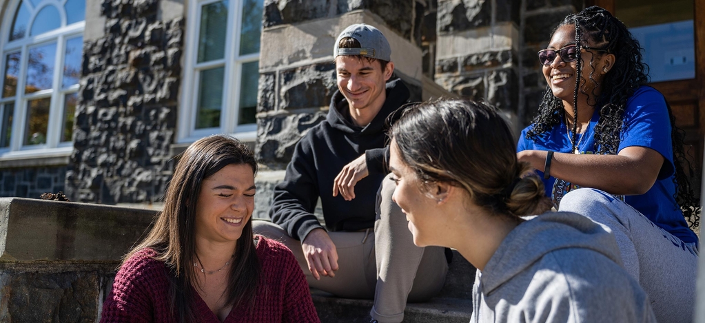 Student chatting outside