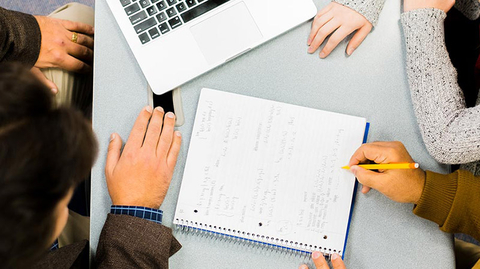 Writing in a note book