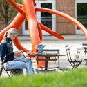 Student sitting outside